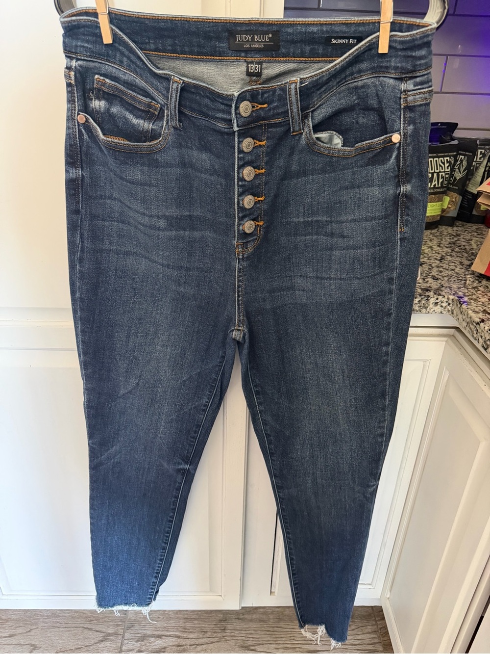 13/31 Judy Blue Women's Dark Blue Skinny Jeans - Button Fly